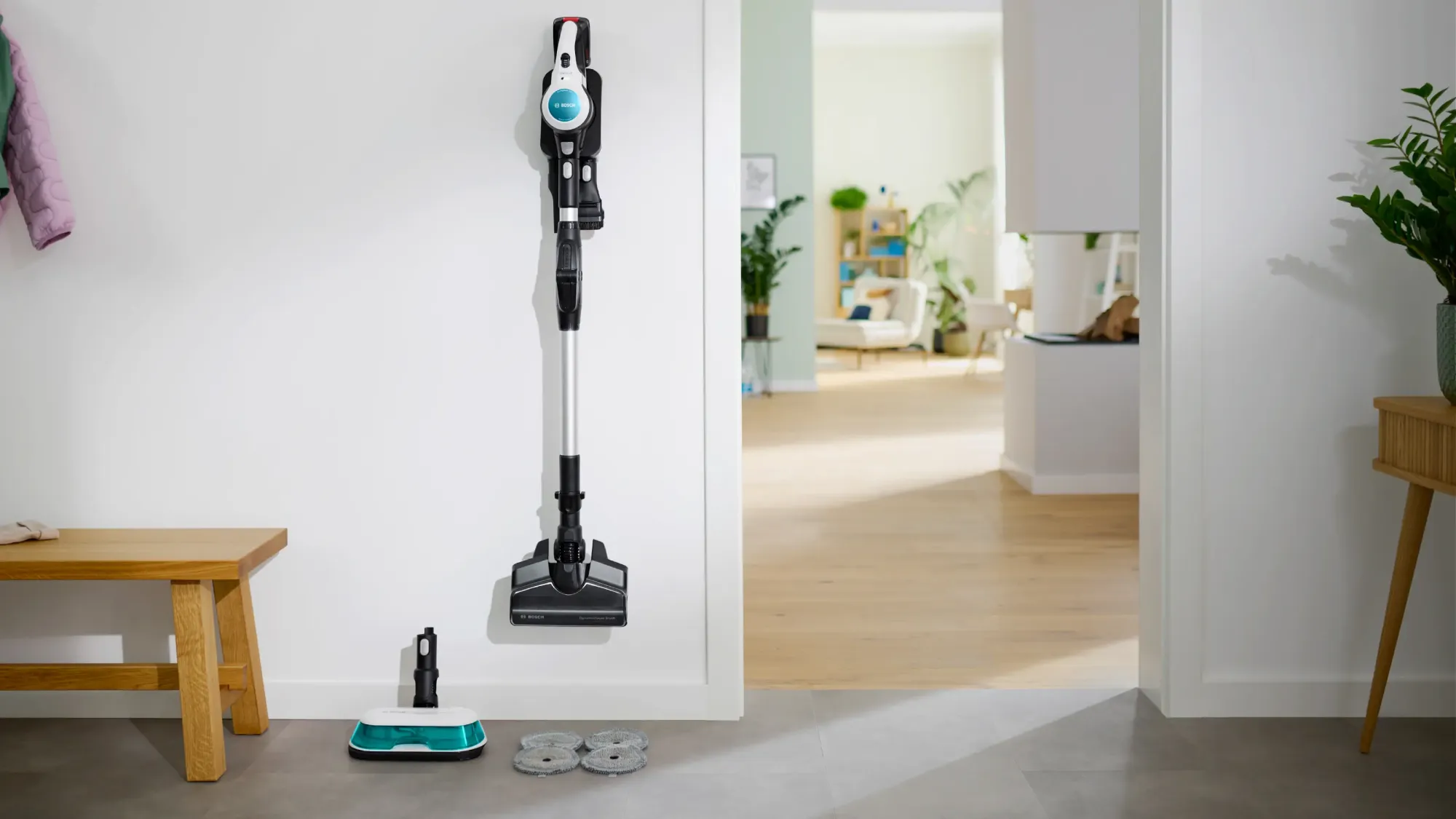 Aspirateur laveur rechargeable 2-en-1 Unlimited 7 ProHygienic Aqua Blanc BCS71HYG2