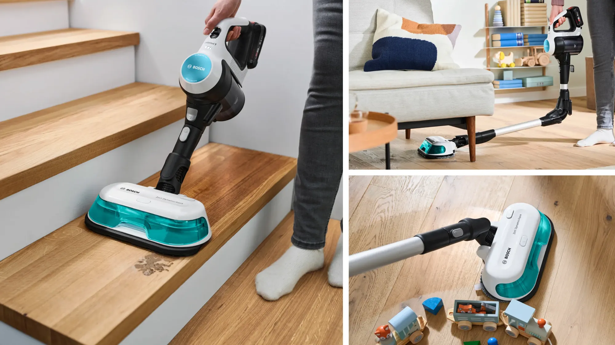Aspirateur laveur rechargeable 2-en-1 Unlimited 7 ProHygienic Aqua Blanc BCS71HYG2