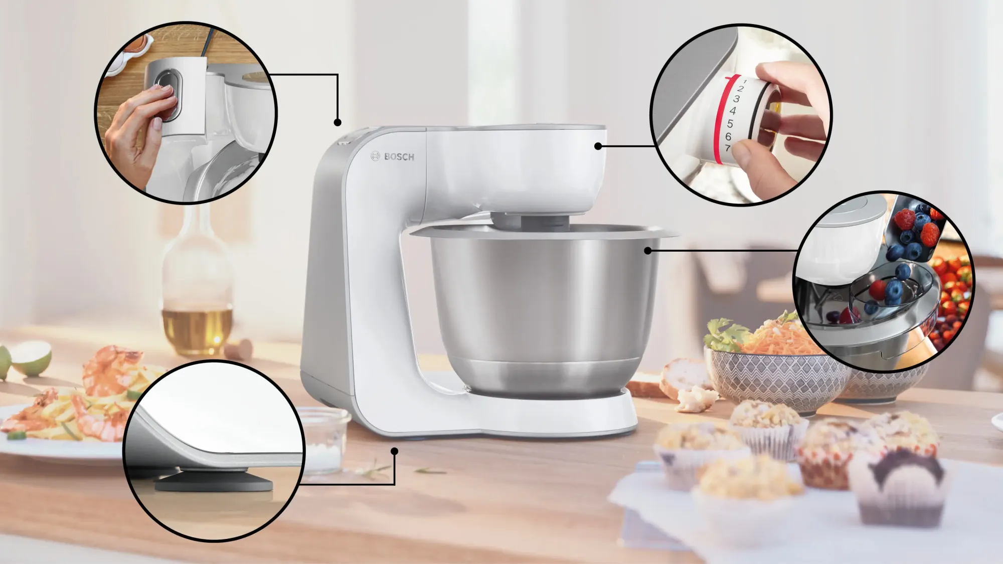 Série 4 Robot pâtissier MUM 5 1000 W Blanc, argent MUM58W20