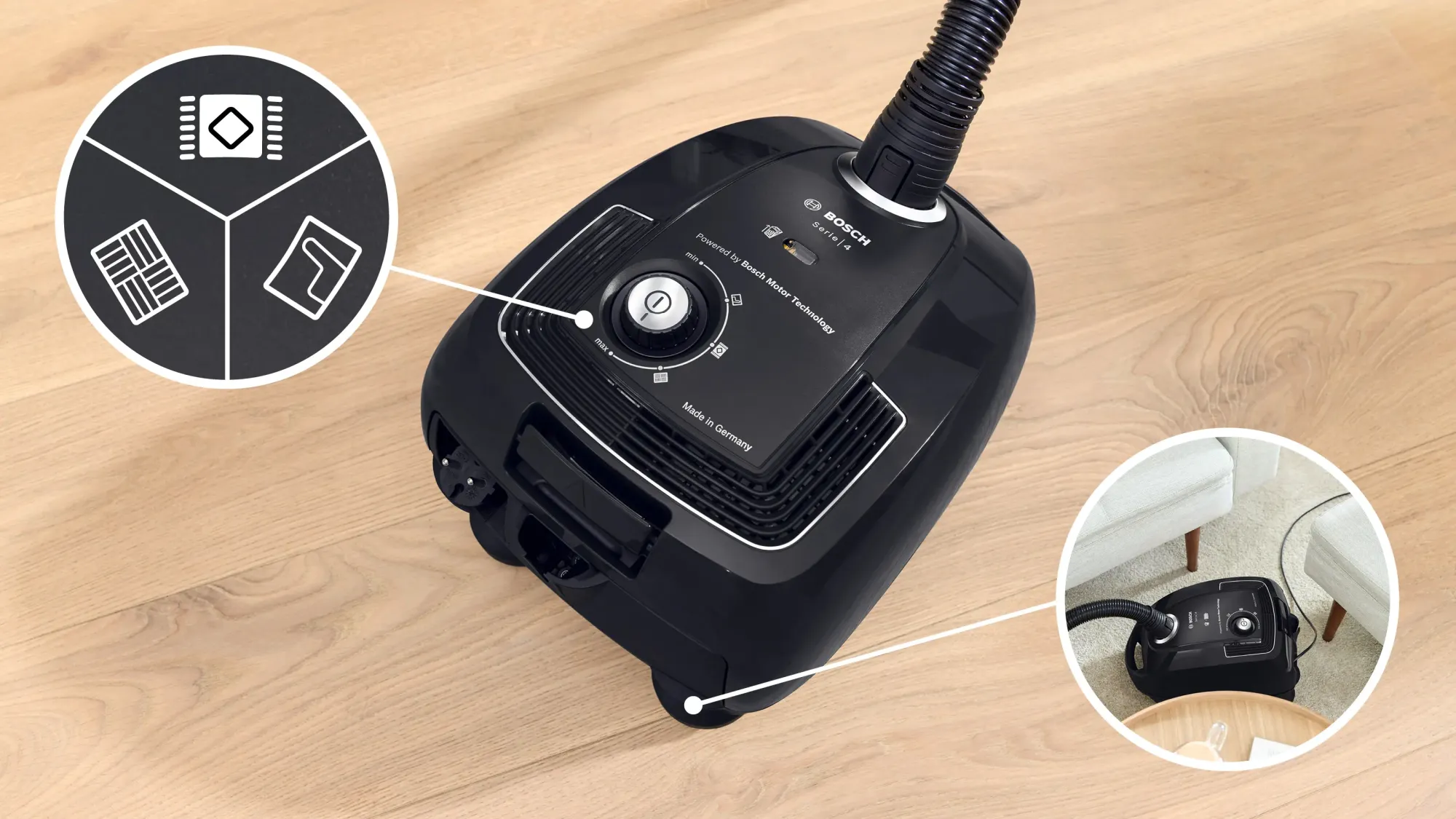 Série 4 Aspirateur avec sac Noir BGB38BA1