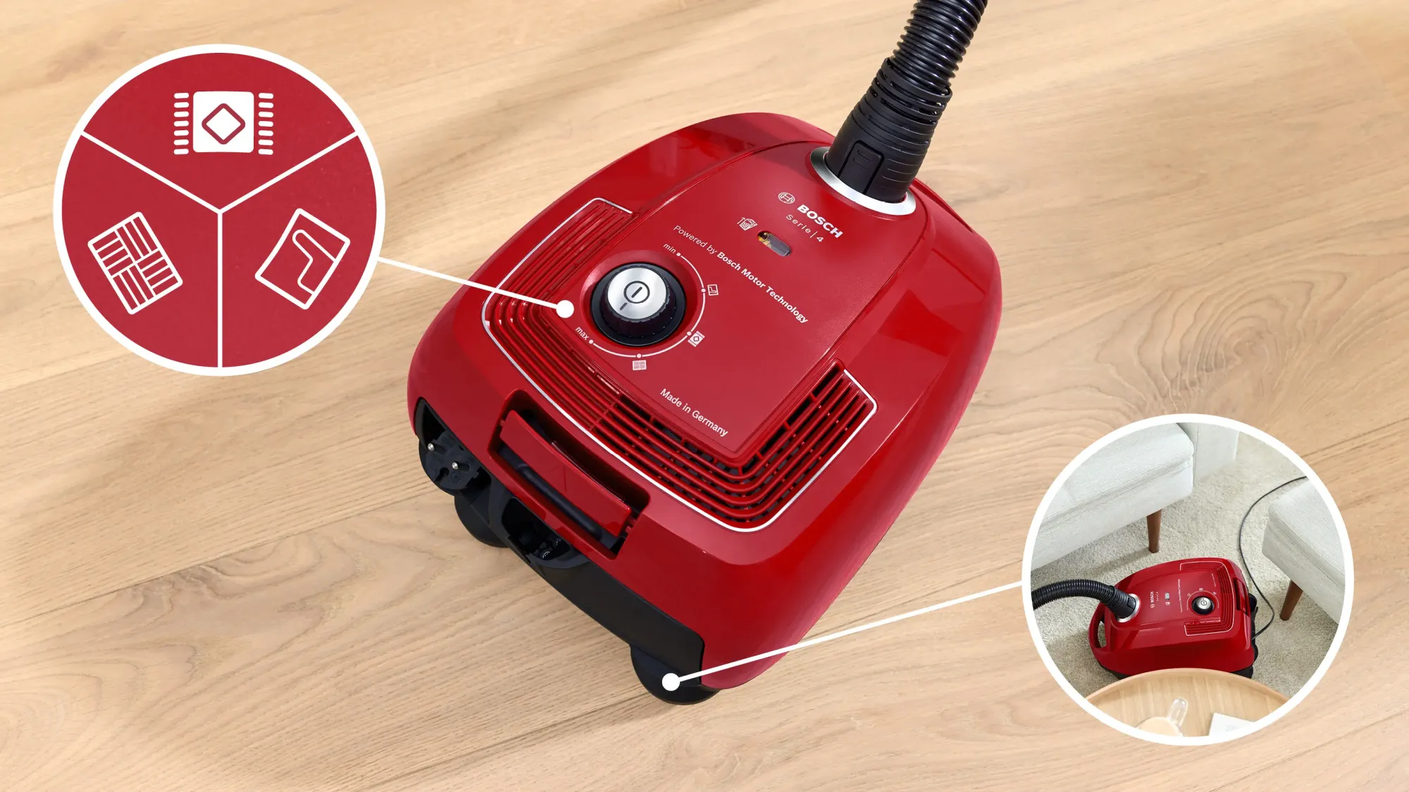 Série 4 Aspirateur avec sac Rouge BGB38RD2