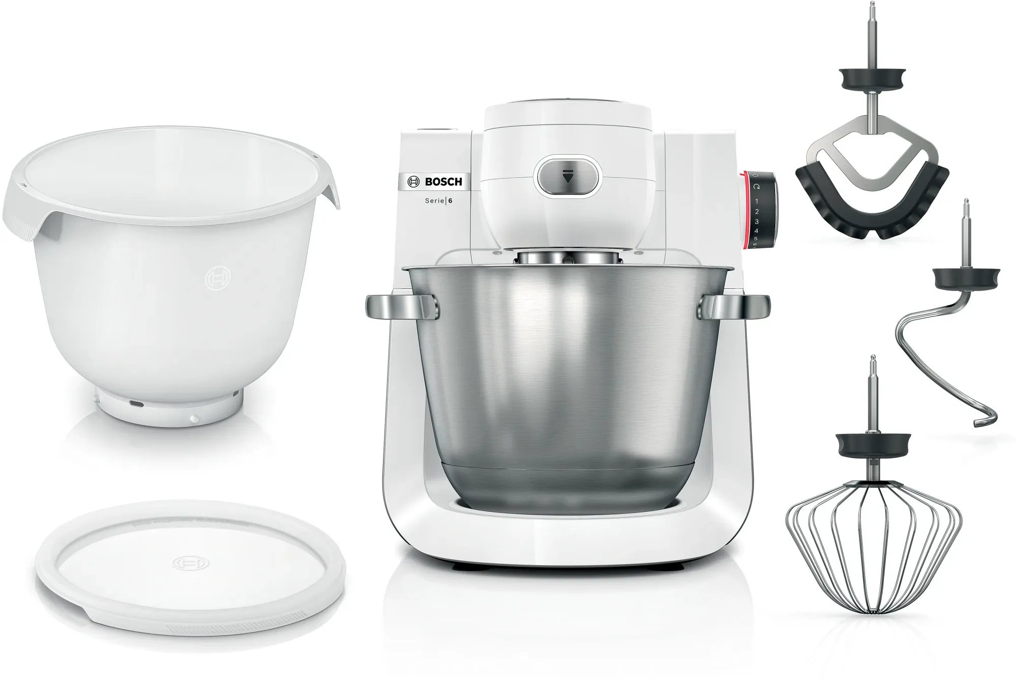 Série 6 Robot pâtissier 1600 W Blanc, Inox brossé MUMS6EW18