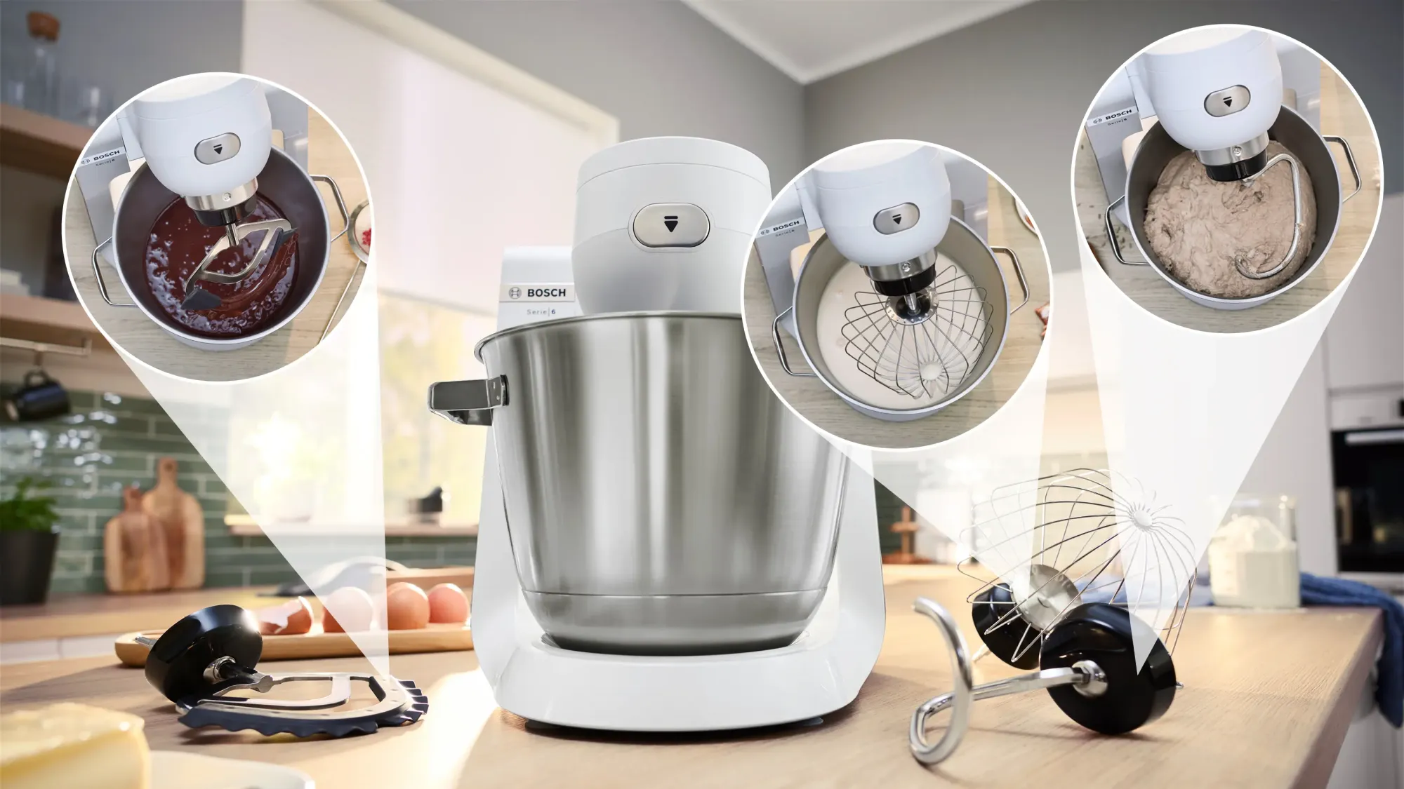 Série 6 Robot pâtissier 1600 W Blanc, Inox brossé MUMS6EW18