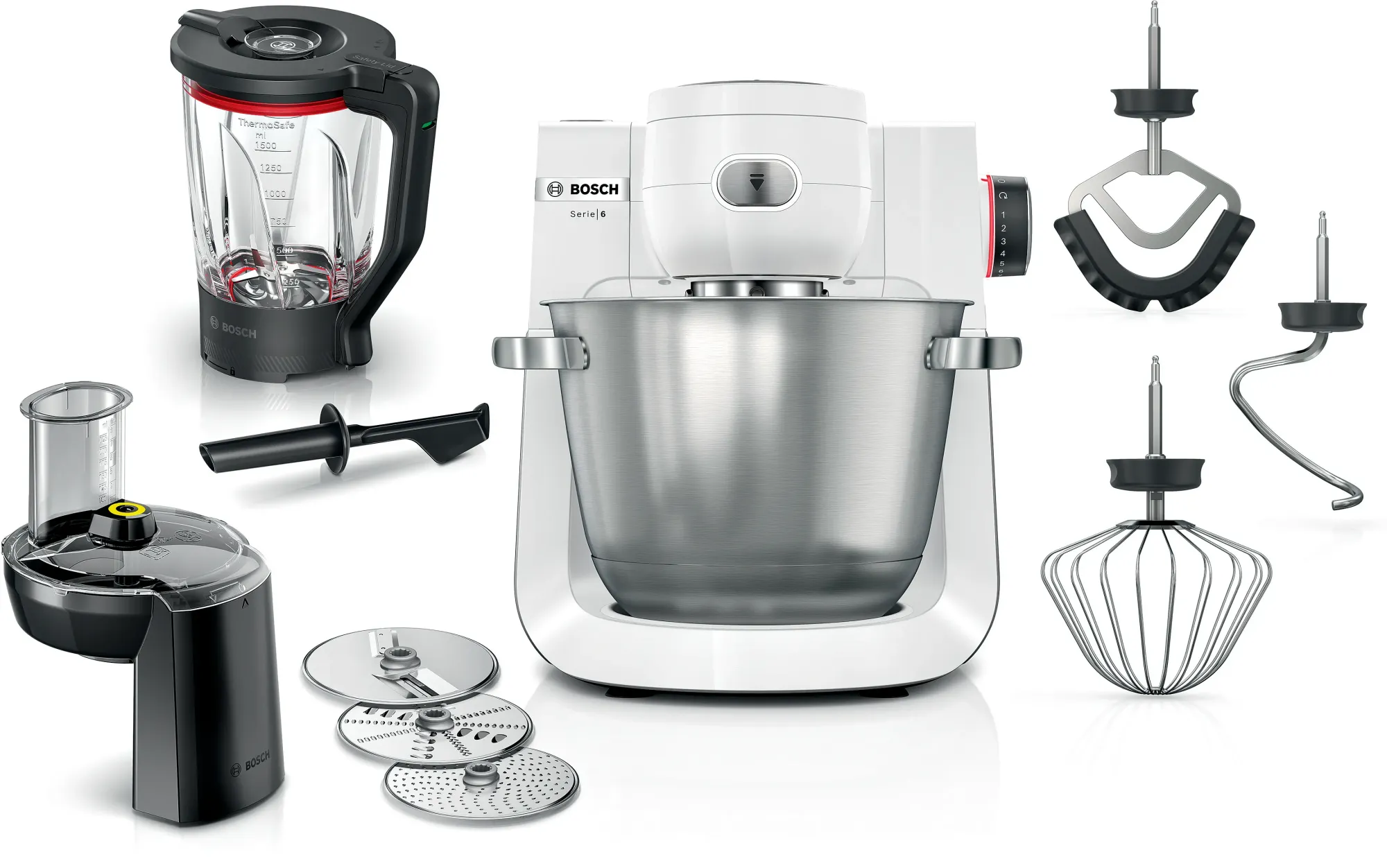 Série 6 Robot pâtissier 1600 W Blanc, Inox brossé MUMS6EW22