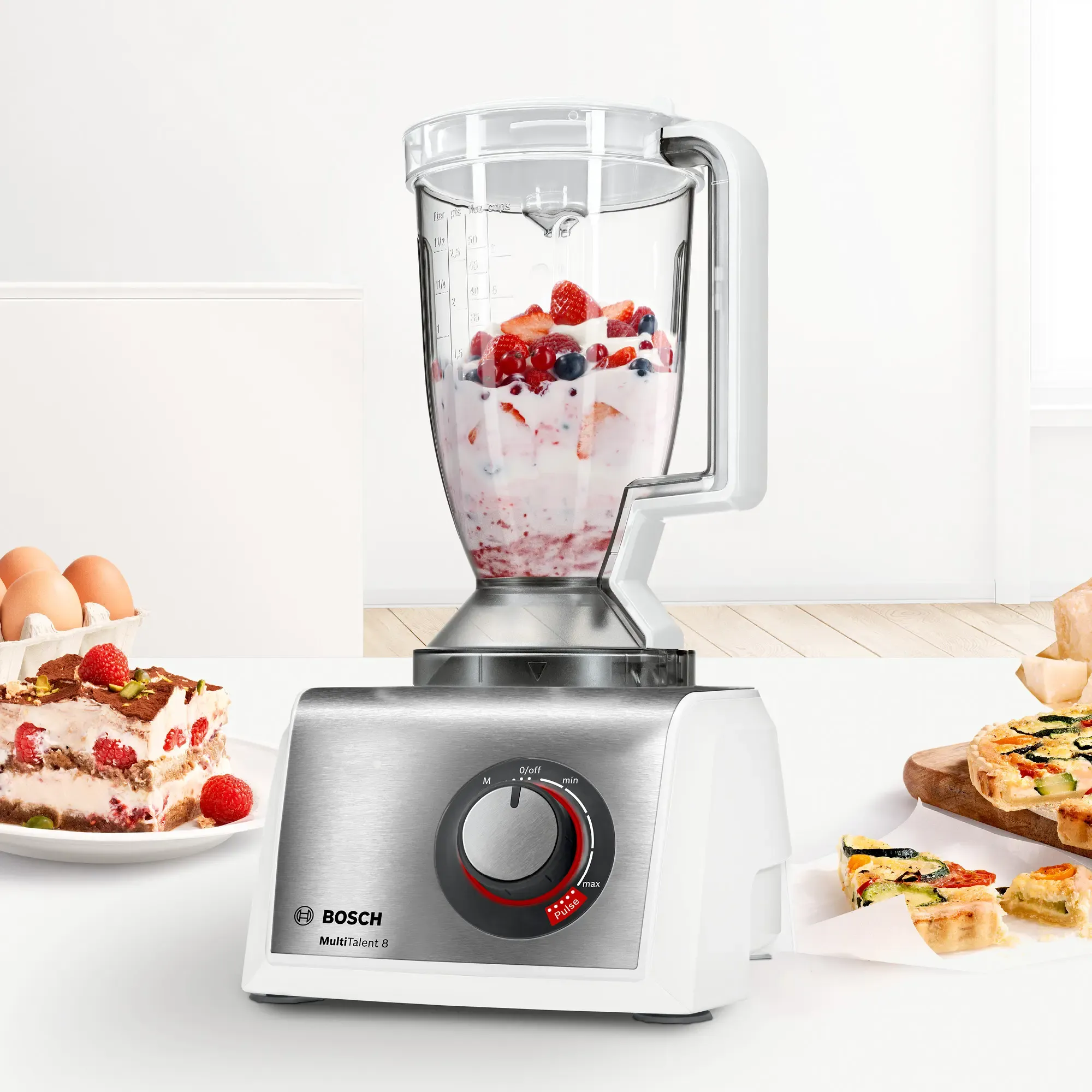 Robot culinaire MultiTalent 8 1250 W Blanc, Inox brossé MC812S814