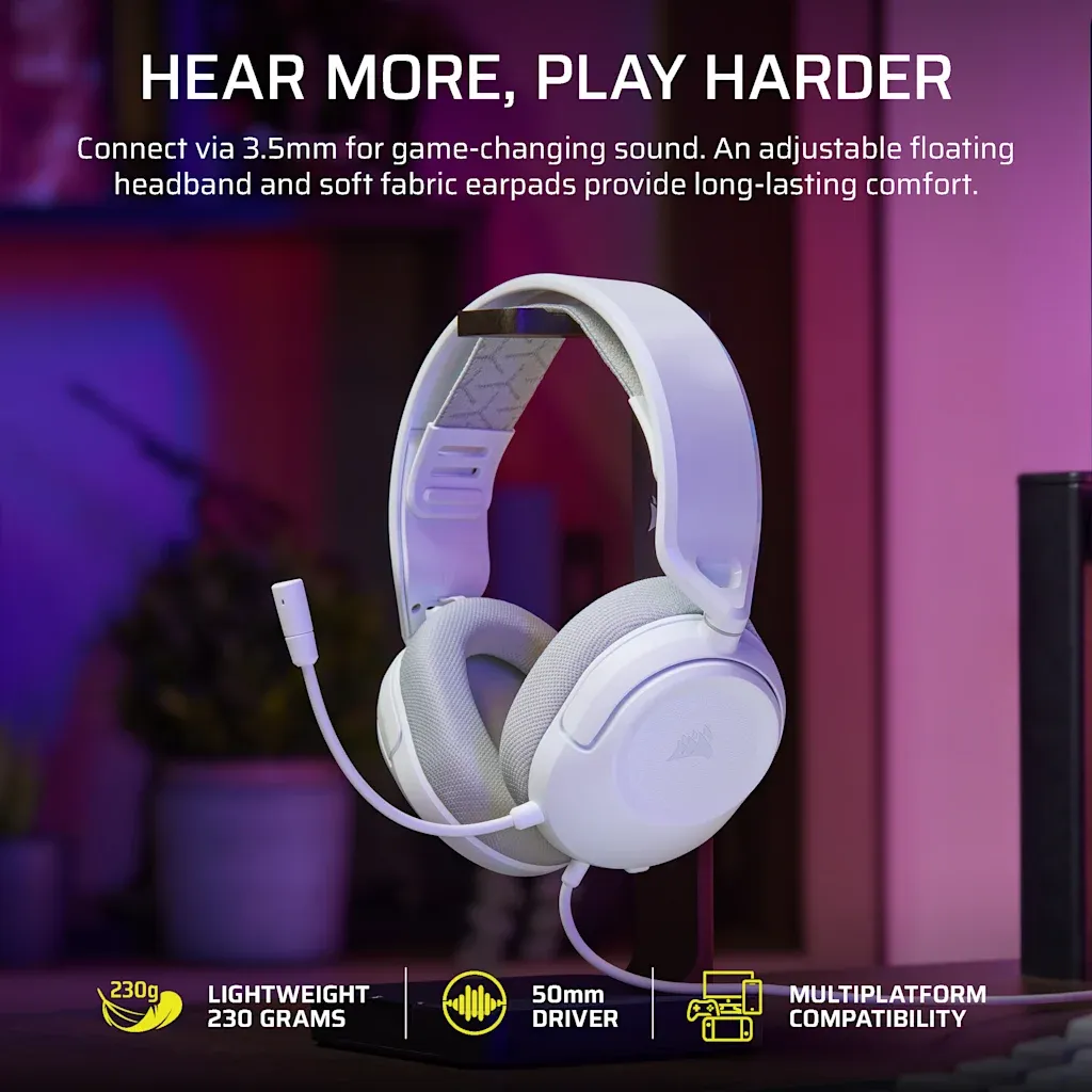 Casque gaming HS35 v3, Blanc