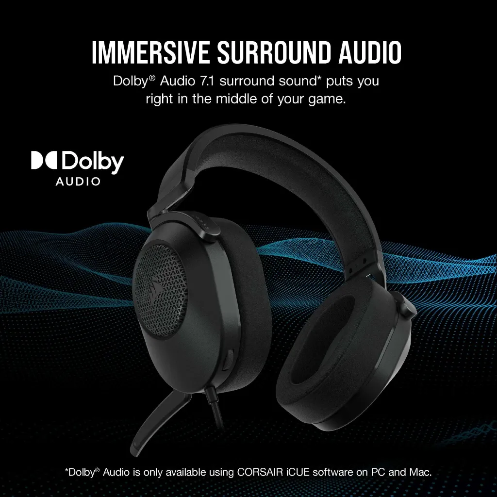 Casque gaming filaire HS65 SURROUND Carbone