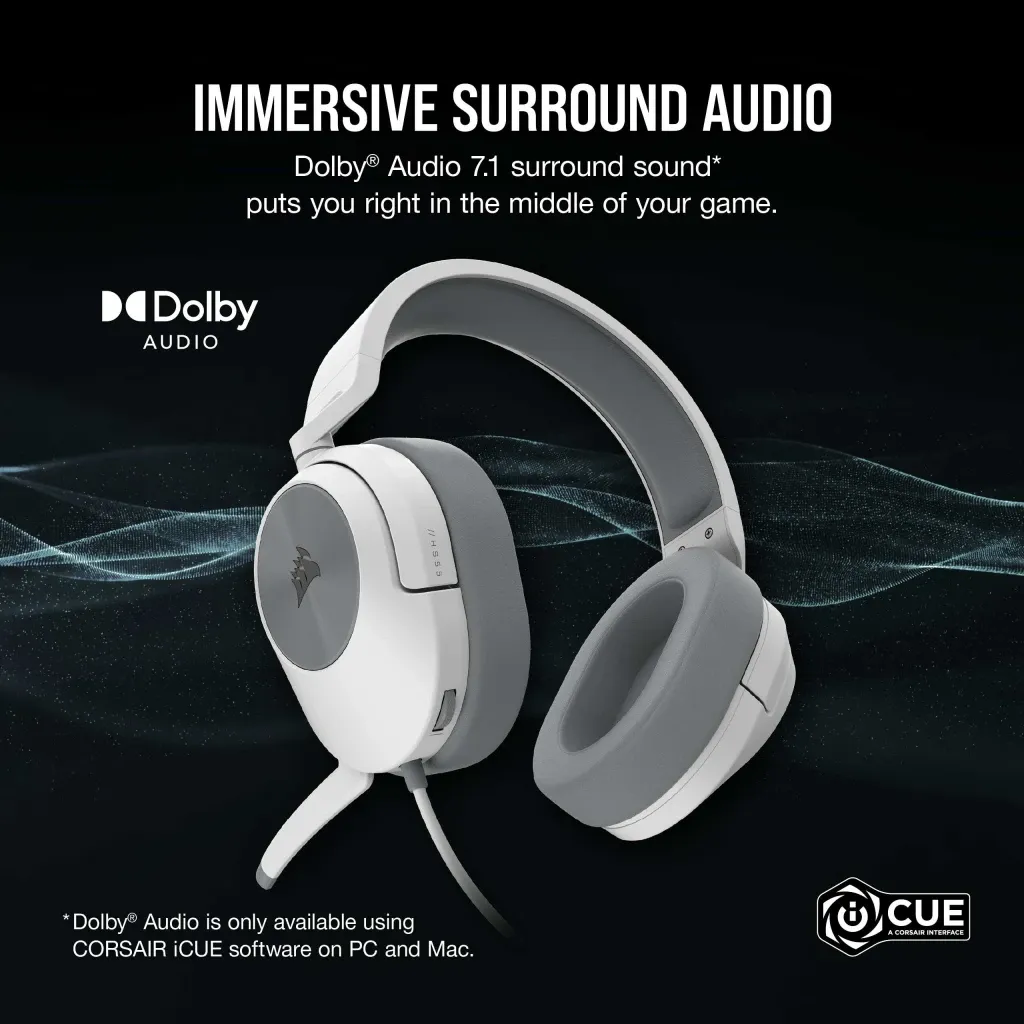 Casque gaming filaire HS55 SURROUND Blanc