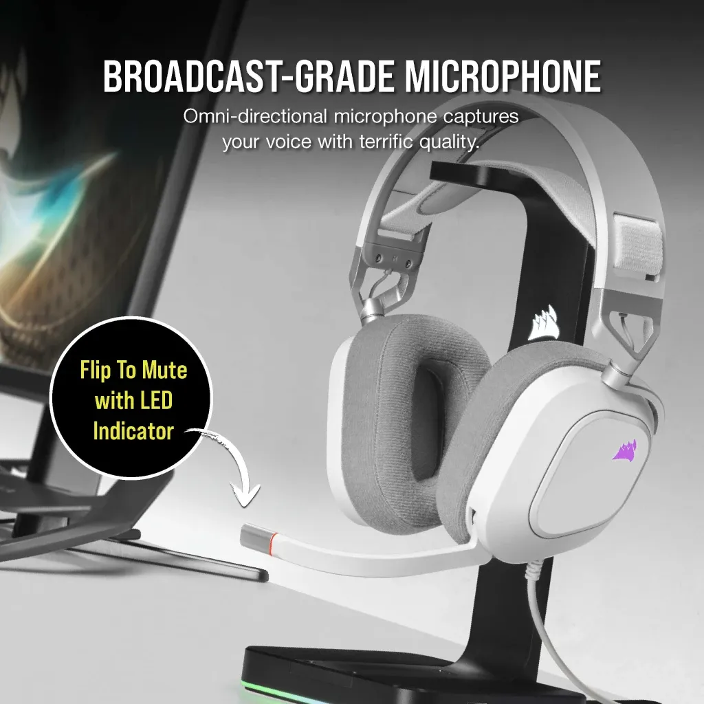 Casque gaming filaire HS80 RGB USB Blanc