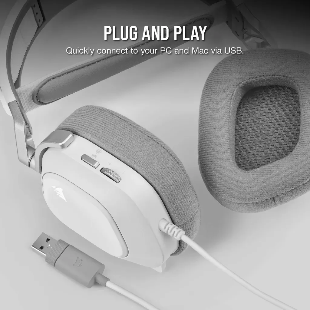 Casque gaming filaire HS80 RGB USB Blanc