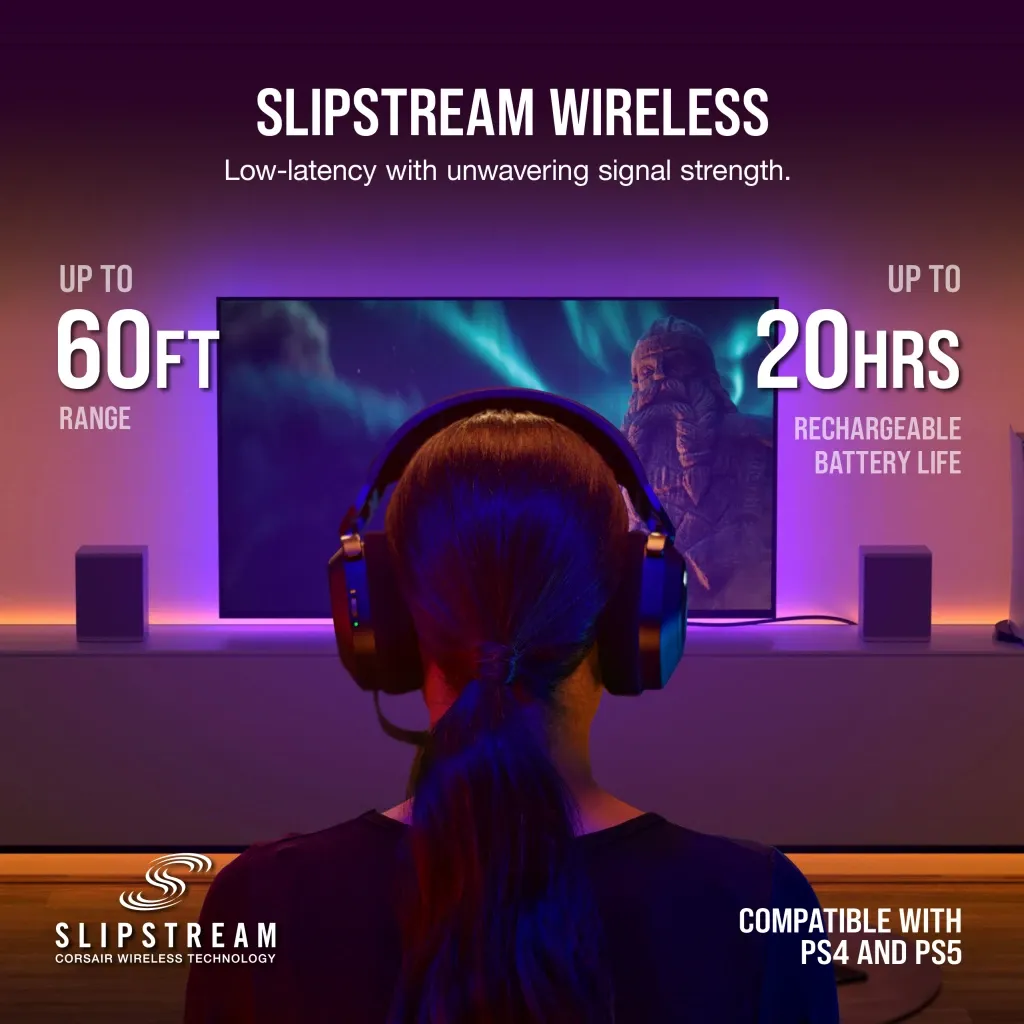 Casque gaming premium HS80 RGB WIRELESS avec audio spatial, carbone