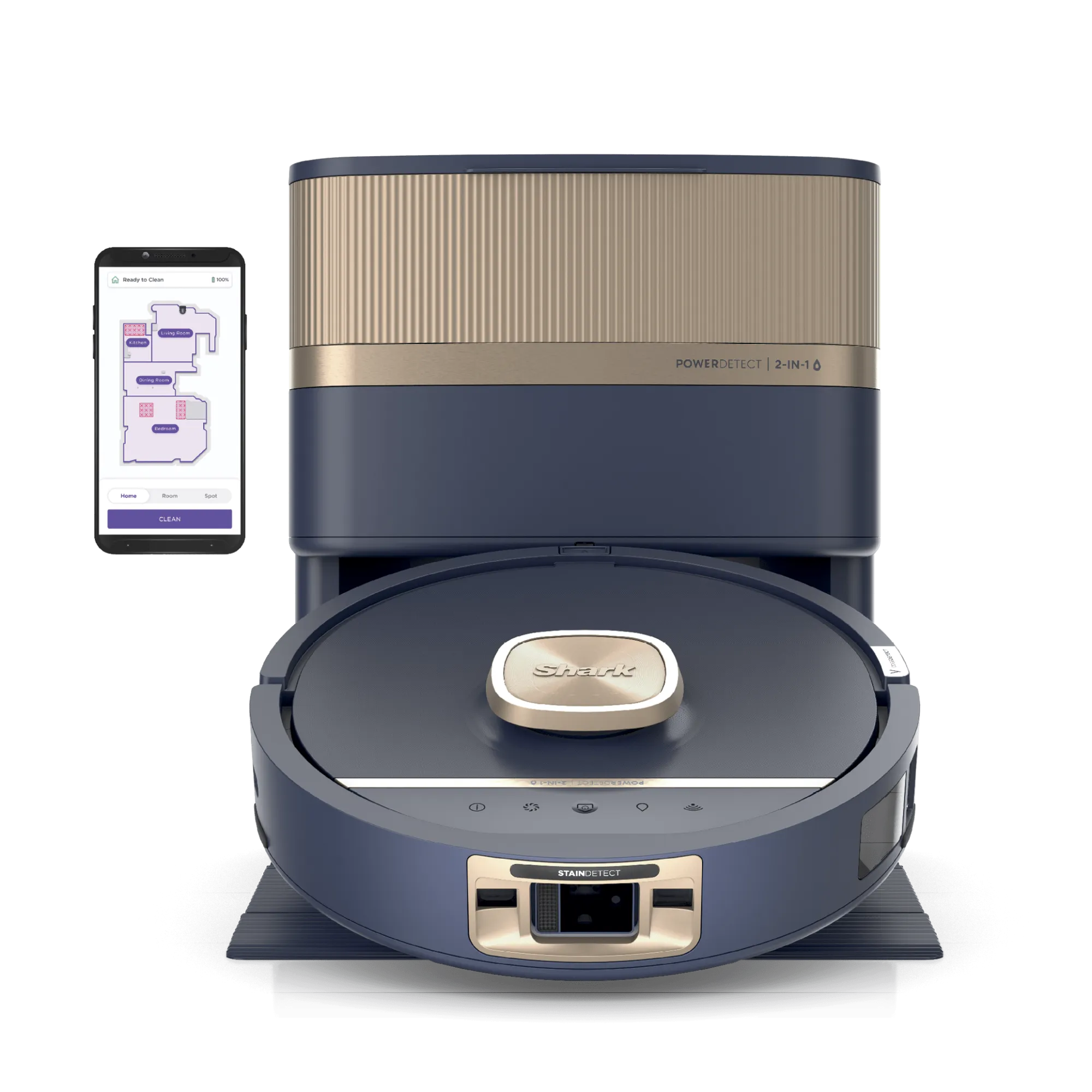 Shark PowerDetect Luxe UV Reveal, robot aspirateur et nettoyeur 2-en-1 Bleu