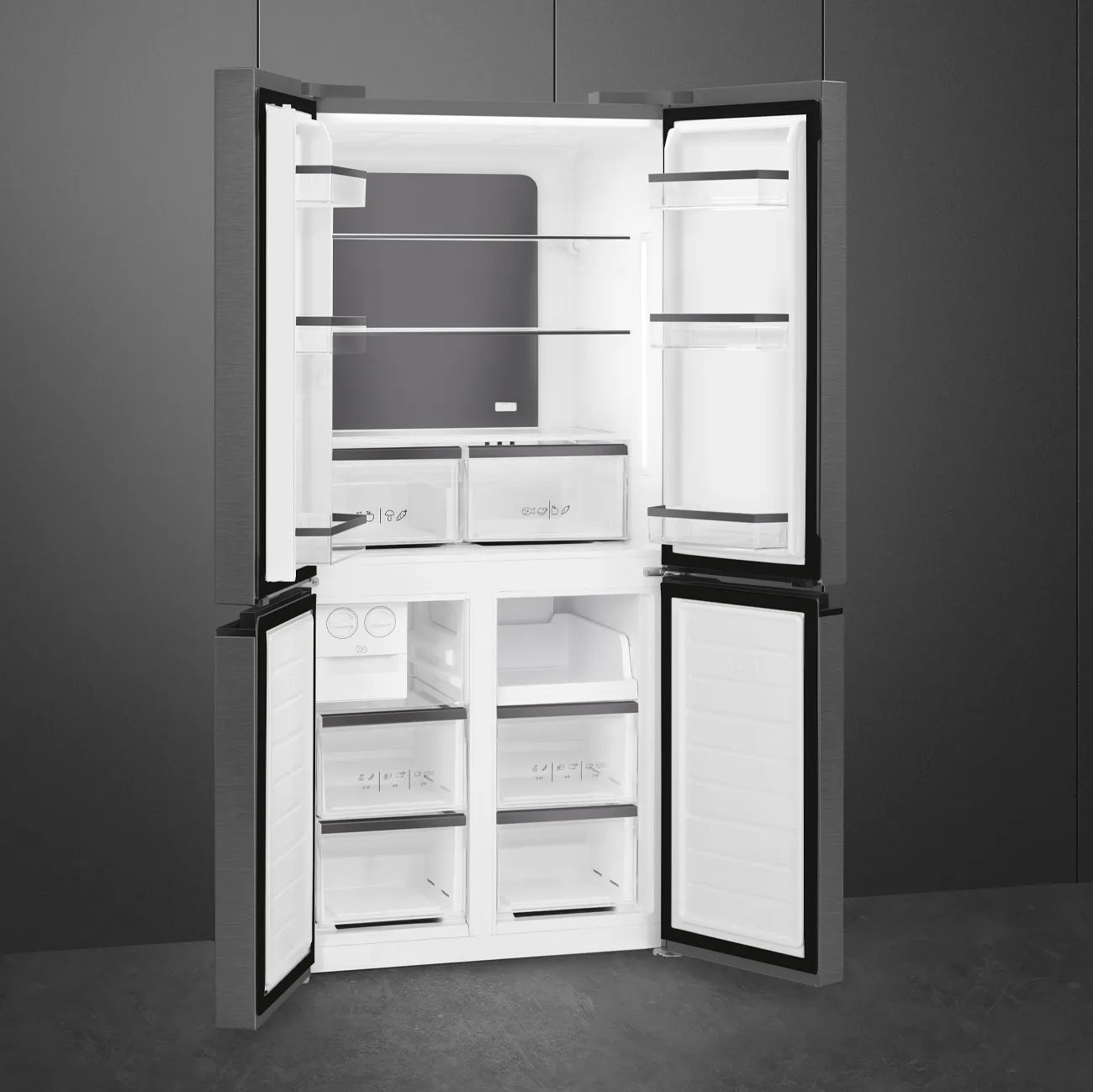 Réfrigérateur 4 portes Dark Grey Inox Look Esthétique Universel FQI48KD