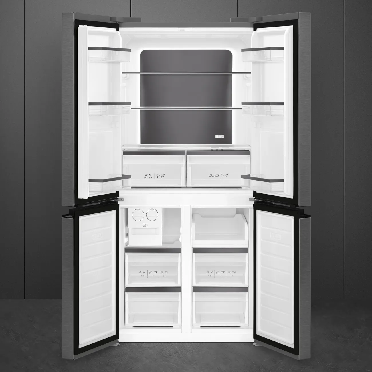 Réfrigérateur 4 portes Dark Grey Inox Look Esthétique Universel FQI48KD