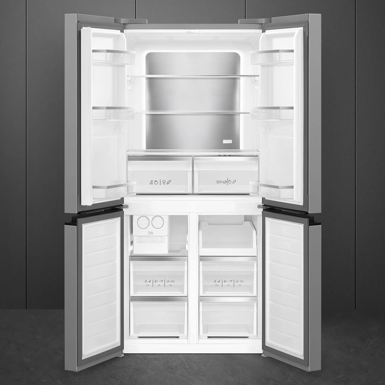 Réfrigérateur 4 portes Inox Look Esthétique Universel FQI48XD
