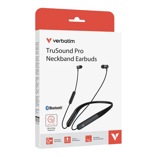 Verbatim TruSound Pro Kopfhörer Kabellos Nackenband Musik/Alltag Bluetooth Schwarz