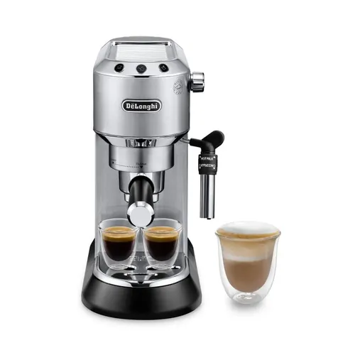 De’Longhi Dedica Style Dedica - Macchina da Caffè Manuale Espresso e Cappuccino, Polvere e Cialde ESE,1.1L, Argento (EC685.M)