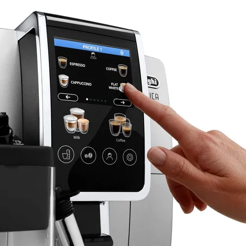 De’Longhi Dinamica Plus - Macchina Automatica per Caffè in Chicchi, 24 bevande one-touch, Argento/Nero (ECAM380.85.SB)