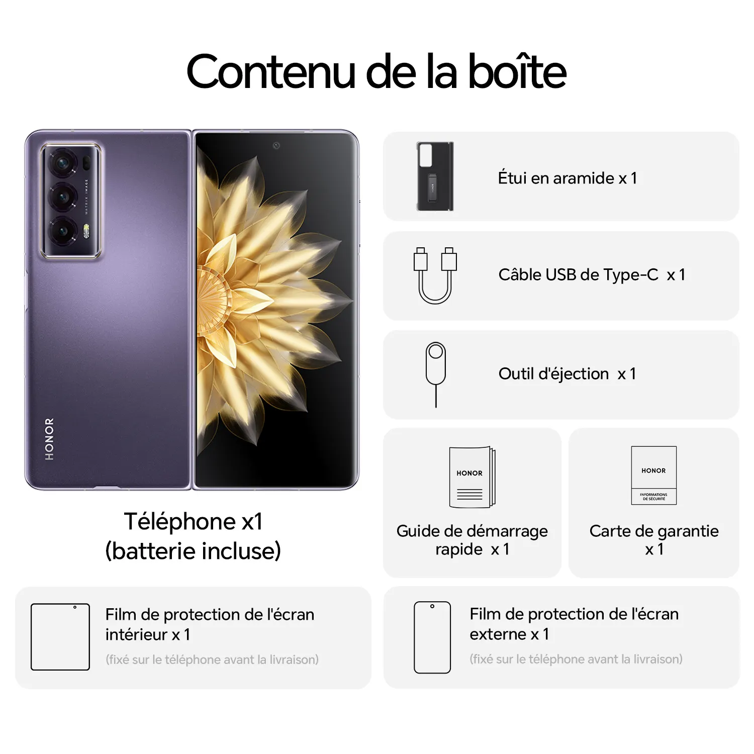 HONOR Magic V2 16 Go + 512 Go Purple