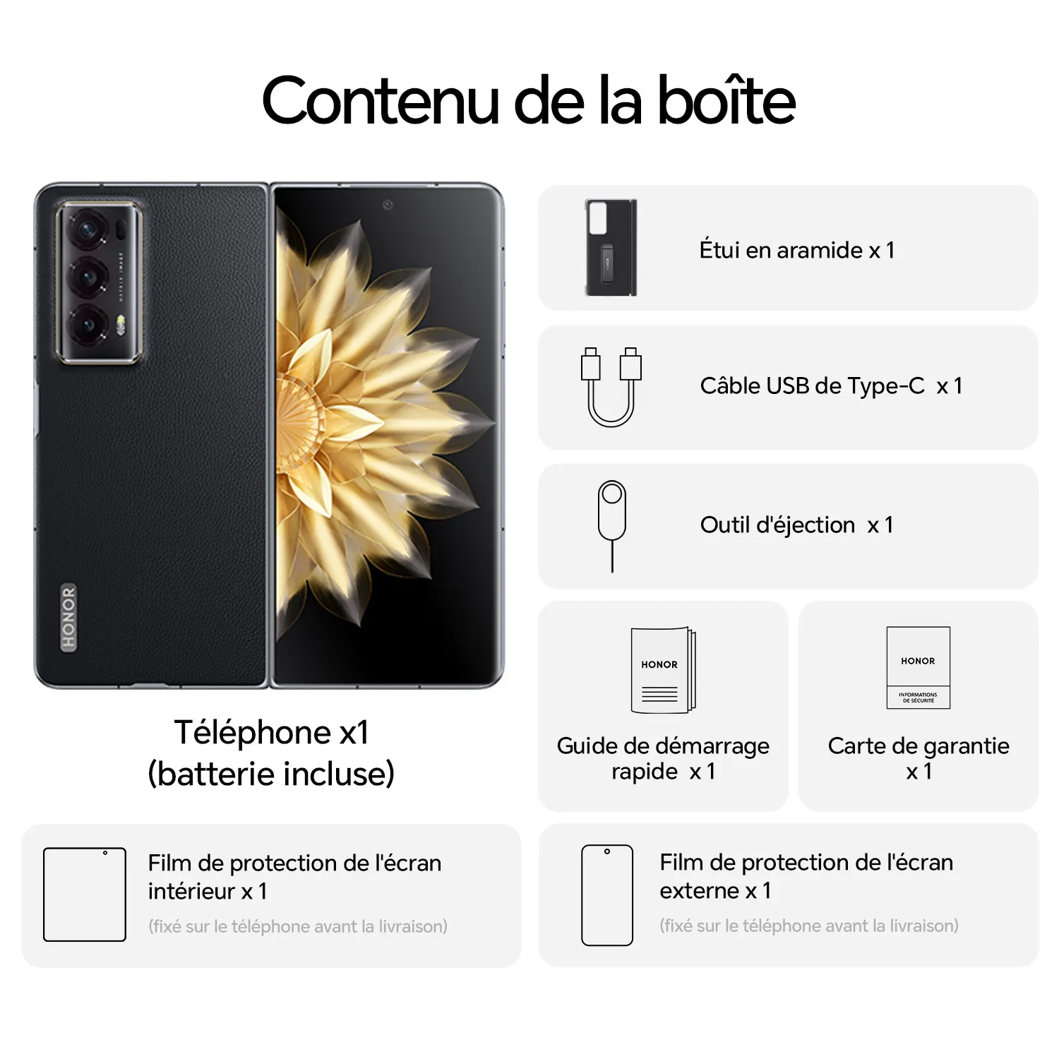 HONOR Magic V2 16 Go + 512 Go Black (PU)